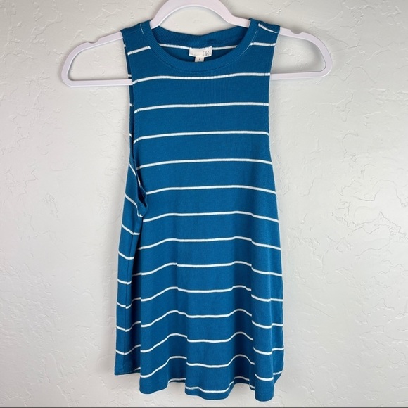 BP Blue‎ and White Striped Ribbed High Neck Tank Sm - Picture 2 of 6
